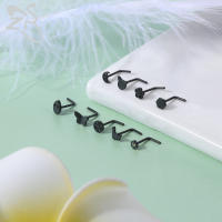 ZS-Juego de Piercings de Nariz de acero inoxidable para hombre y mujer, Piercing de calavera negra, murciélago, gato, Perno nasal, anillo en forma de L, joyería, 20G, Punk, 1 Juego - details 3