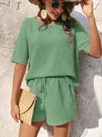 Conjunto de dos piezas de pantalones cortos para mujer, traje de manga corta - details 8