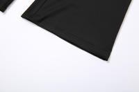 BUNO-Conjunto de ropa de calle para mujer, Top corto con cuello cuadrado y cordones, pantalón acampanado básico de cintura baja, traje elegante de dos piezas Delgado - details 21