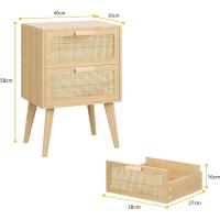 Cajonera, Gabinete de Noche, Mesitas de Noche, mesitas auxiliares, con 2 cajones Decorados de ratán, a Mano, Mesa Auxiliar, para Dormitorio, Salón, Natural DECTG59Y - details 2