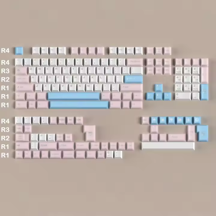 Botón semitransparente azul 164, PBT Abs, disparo doble, contorno de cereza, juego de teclas de teclado NICAL grande diseñado por Alice - 1