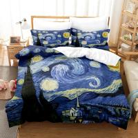 Juego de Cubierta de Edredón y Sábanas con Pintura Moderna Clásica de Van Gogh Noche Estrellada Tamaño Queen Decorativo 3 Piezas - details 9