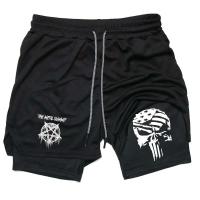 Pantalones cortos deportivos con estampado de anime de doble capa para hombre, multiprenda, secado rápido, correr, M-3xl - details 12
