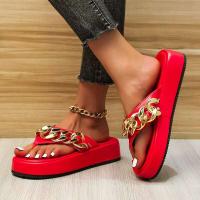 Sandalias de cadena con chanclas de verano a la moda para mujer, nuevas zapatillas de exterior con punta redonda y parte inferior gruesa de talla grande - details 6