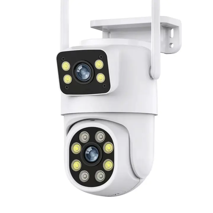 Cámara de seguridad inalámbrica Tuya Wifi de doble lente de 10 MP, PTZ, para exteriores, 4K, con pantalla dual, seguimiento automático, monitorización y videovigilancia. - 1