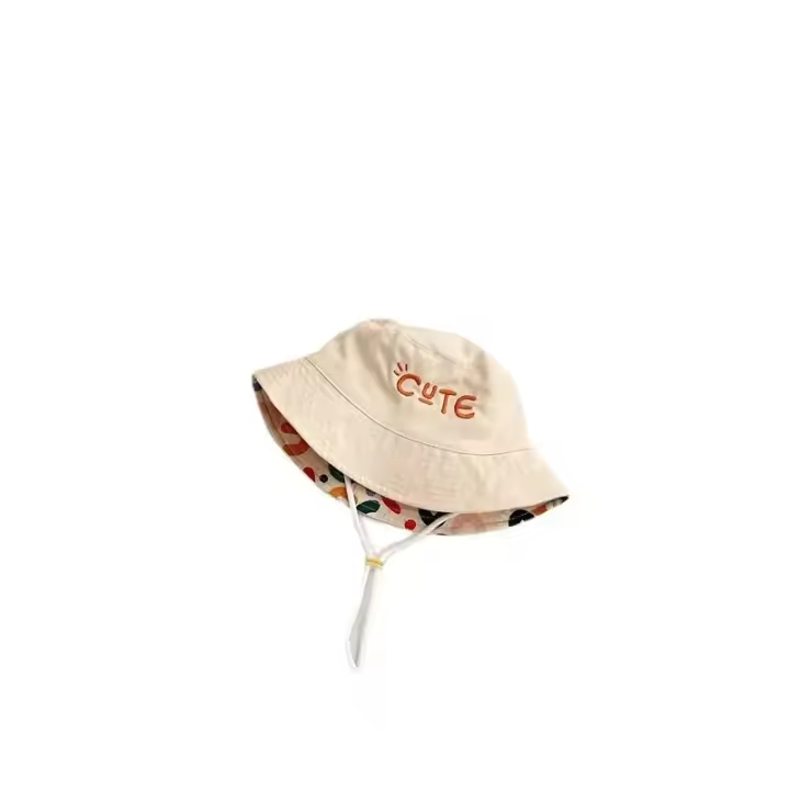 Bebé cubo de dos caras, sombrero de pescador bordado con letras, primavera y verano, para s - 1