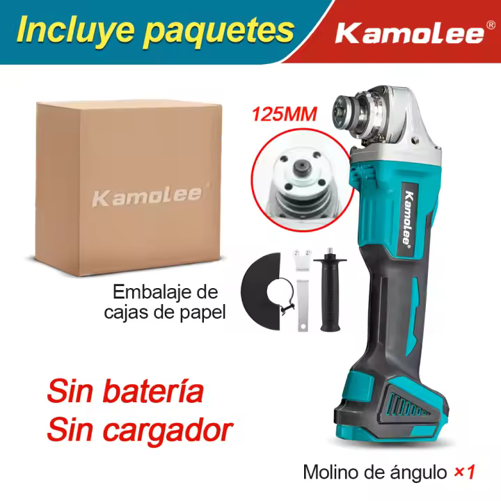 Kamolee-amoladora angular sin escobillas M14, herramientas eléctricas de corte de 4 velocidades, 125MM, 8500RPM, Compatible con batería Makita de 18V - 1