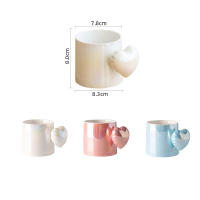 Taza de cerámica con mango de amor creativo, taza de leche de desayuno azul y blanca rosa perla, taza de café personalizada, taza de agua para parejas - details 4