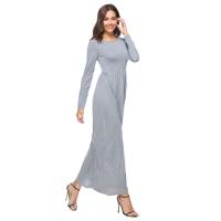 Vestido de cintura alta de manga larga de Color sólido para mujer, novedad de primavera 2025, con columpio grande - details 3