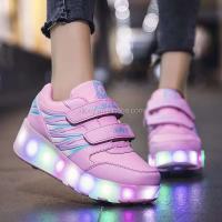 Flash LED infantil de calidad apto tanto para hombre como para mujer, con zapatos de skate recargables de 2 ruedas - details 1