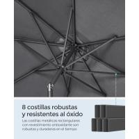 Sombrilla de Jardín 300 cm, UPF 50+, Parasol, 30 ° de Inclinación en dos Direcciones, con , para Patio, Terraza, , Piscina, sin Base, Beige GPU30BE - details 33