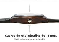 Reloj de Cuarzo Ébano de Alta Calidad Diseño Nórdico Minimalista Correa de Cuero Genuino - details 6