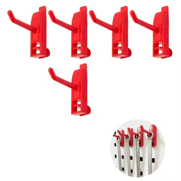 Gancho para tablero de garaje ABS, organizador de herramientas de 5 piezas, botella de Spray roja, ganchos pequeños para decoración de boda, herramienta de montaje en pared - 1