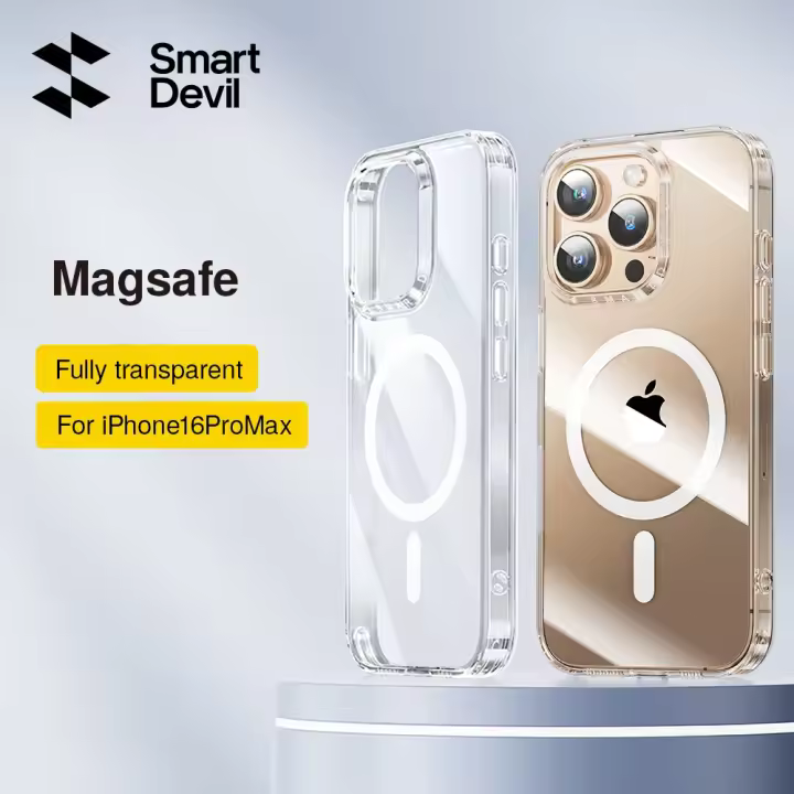 SmartDevil-funda de teléfono magnética de vidrio templado para iPhone 16 Pro Max, funda trasera transparente Magsafe para iPhone 16 Pro 16 - 1