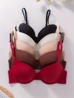 Conjunto De 5 Sujetadores Acolchados, Cómodos Y Sencillos, Y Realce Con Aro, Lencería Y Ropa Interior Para Mujeres - details 3