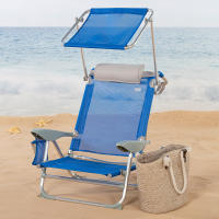 Silla de playa plegable y reclinable con parasol Aktive, antivuelco, con cojín y asa de transporte, peso máx. 110Kg, 47x43x67cm - details 1