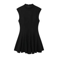 TRAFZA-vestido plisado con cremallera en la espalda para Mujer, minivestido de fiesta informal, sin mangas, liso, elegante - details 6