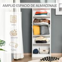 Armario alto de 2 puertas, mueble auxiliar de almacenamiento multifuncional con 5 estantes y estantes ajustables, moderno para salón, dormitorio, cocina, 59x31x155 cm, blanco. - details 4