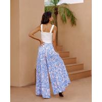 Pantalones bohemios de pierna ancha para mujer, cintura alta, sueltos, manga ancha, estilo veraniego - details 3