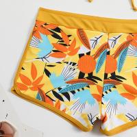Bikini abierto con estampado de hojas retro en talla grande, conjunto de traje de baño de dos piezas con correas estables para mujer - details 60