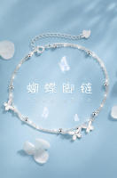 Tobillera de mariposa de doble capa para mujer, nueva moda, estilo nicho ligero, tobillera de plata pura, regalo de cumpleaños - details 0