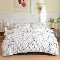 Súper King Seda de Cama con Estampado de Mármol Negro Funda de Edredón Simple Estilo Muebles de Dormitorio Conjunto de Ropa de Cama 220x240 - details 12