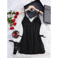 Conjunto de camisón y braguita de diseño encantador con tirantes finos y cuello en V, ropa sexy para mujer - details 8
