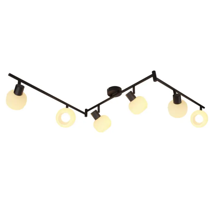 CBJKTX Foco de techo blanco E14 Luz de techo de 6 llamas Foco ajustable con pantalla de vidrio para interiores - 1