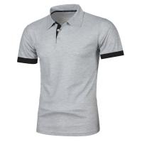 Polo de manga corta ajustado para hombre, camisa de cuello suave y sólido, trabajo, Golf, senderismo, informal, azul marino/blanco - details 11