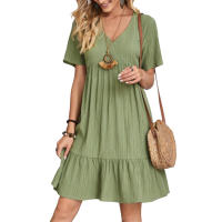 Vestido de Verano Mujer, Prenda de Manga Corta, Transpirable, Cuello en V, Ideal para Regalo de Cumpleaños y San Valentín - details 5