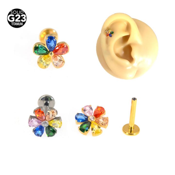 Orecchini A Barra Curva In Titanio Per Rook, Con Zirconi Cubici Lucidi - Gioiello Da Piercing 16 Gauge, 8mm