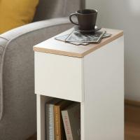 Auxiliares para Salón Mesilla de Noche Estrecha para Dormitorio con 1 Cajón y 1 Compartimento Abierto Blanco y Madera 20 x 35 x 60 cm FBT111-WNx2 ES - details 8