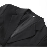 Minivestido Blazer negro a la moda para mujer, vestido elegante de cintura alta con cuello de pico y manga larga con una hilera de botones, Vestidos de viaje para mujer 2024 - details 4