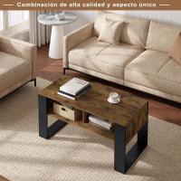 Mesa Centro Baja Mesa Auxiliar de 2 Niveles Mesita Lateral para Sofá Mesa de Café con Comodidades - details 1