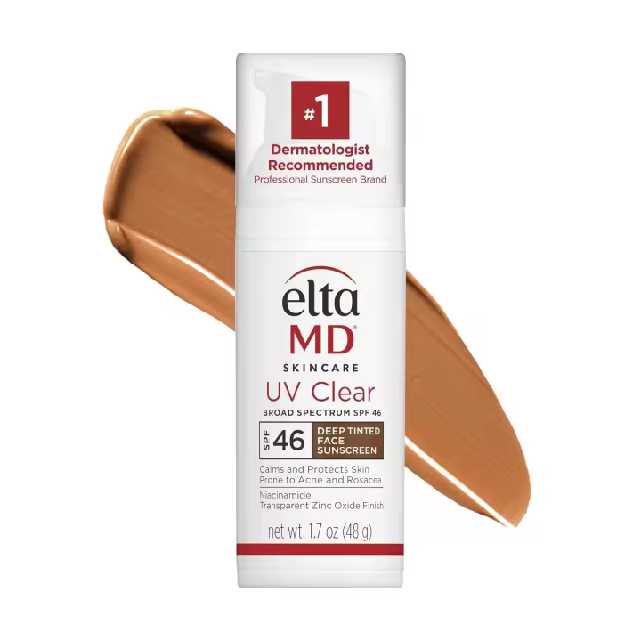 EltaMD UV Clear Face SPF 46 Protector solar teñido sin aceite con óxido de zinc, protector solar recomendado por dermatólogos, bomba de 1,7 oz - 1
