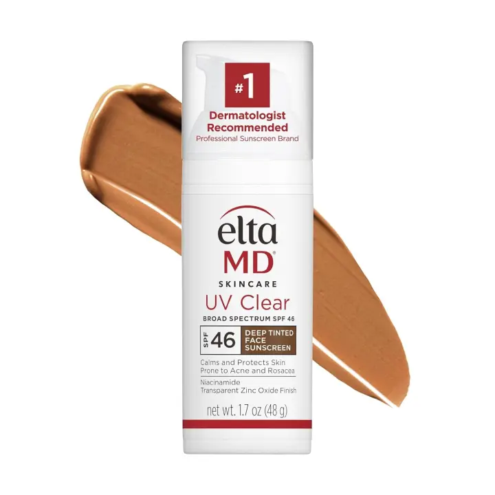 EltaMD UV Clear Face SPF 46 Protector solar teñido sin aceite con óxido de zinc, protector solar recomendado por dermatólogos, bomba de 1,7 oz - 1