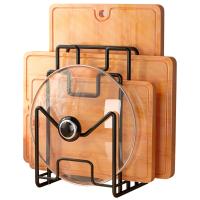 Soporte para tabla de cortar multicapa, soporte de Metal para arte del hierro, estante para tapa de olla, estante Vertical para ahorrar espacio, organizador de tabla de cortar, gabinete - details 8