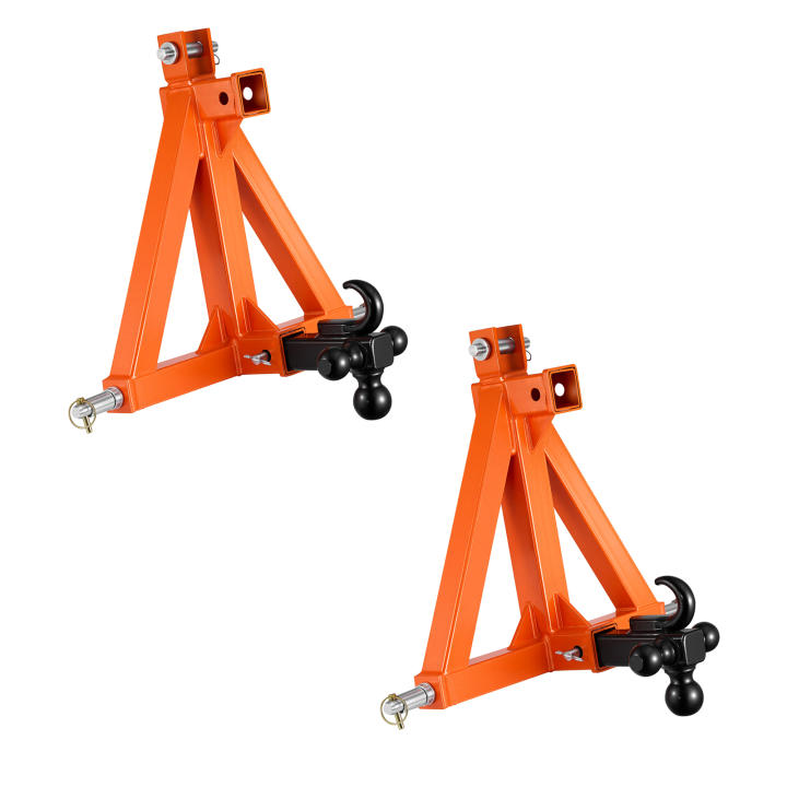 SucceBuy Enganche de Remolque de 3 Puntos con Receptor de 5.08 cm, Enganche Rápido con 3 Bolas de Remolque, Adaptador de Barra de Remolque para Tractores de Categoría 1, Compatible con Kubota, Mahindra, Ford, Yanmar, John Deere, Massey Ferguson, Naranja