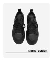Nueva cabeza deformada, suela gruesa que aumenta los zapatos de junta casual negra para hombres y mujeres, zapatos deportivos de pareja. - details 6