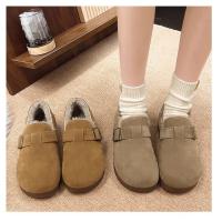 Chanclas de mujer de piel con puntera redonda para exterior Casual Suede Slippers, Otoño/Invierno 2025 - details 23