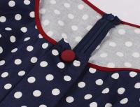 Vestido de Verano Vintage Hepburn Polka Dot de Contraste Cuello Cuadrado de los 50 Cintura Alta - details 14