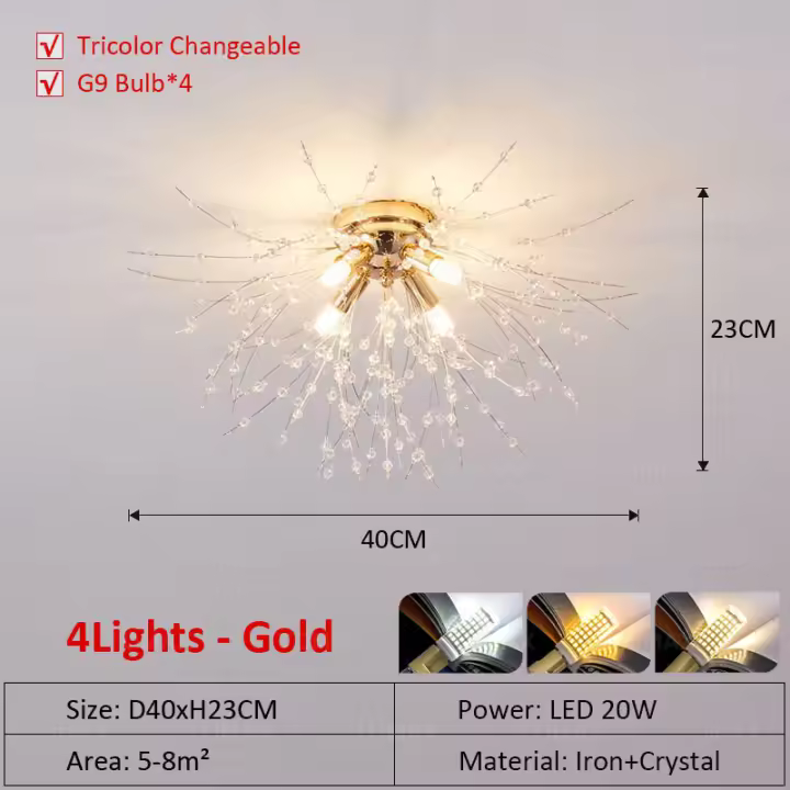 Lámpara de Cristal con Colgante de Arce TOMAXIN G9 70CM para Decoración de Sala de Comedor y Dormitorio Luz de Techo Emisora de Color Cambiable Estilo Moderno Producto Normal - 1