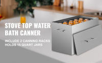 SucceBuy Envasadora de baño de agua, olla de conservas de acero inoxidable de 15 cuartos, envasadora de agua hirviendo con 2 rejillas, olla grande de fondo plano para tarros de 15 cuartos - details 0