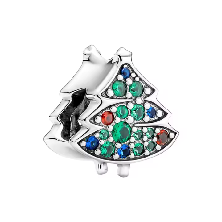Colgante de Pulsera de Plata Esterlina 925 Joyería de Cuentas de Piedras Preciosas de Navidad - 1