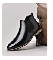 Chelsea botas de hombre de manga británica retro de talla grande botas de cuero británicas - details 11