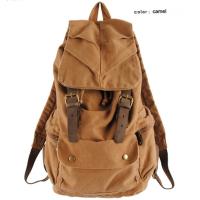 Los hombres y las mujeres militares de senderismo mochila de lona, ​​mochila escolar de cuero con cordón, estilo retro, tendencia de moda - details 0