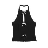 BUNO-Chaleco con lazo y espalda descubierta para mujer, Top calado sin mangas con cuello Halter, falda ajustada elegante, camisetas sin mangas femeninas Y2k, Top corto para oficina - details 20