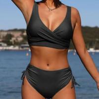 Conjunto de Bikini de 2 Piezas para Mujer Traje de Baño Sin Mangas con Cuello en V y Cintura Alta - details 24