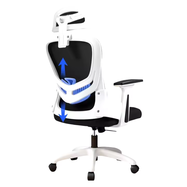 Silla de Oficina Ergonómica con Soporte Lumbar, Reposabrazos y Reposacabezas Ajustable, Silla de Oficina de Malla Transpirable para Casa/Oficina - 1