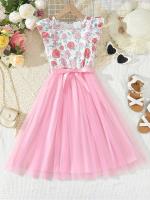 Ropa de verano, vestidos de malla floral sin mangas, moda pastoral, disfraz informal de estilo universitario para niña de 8 a 12 años - details 3